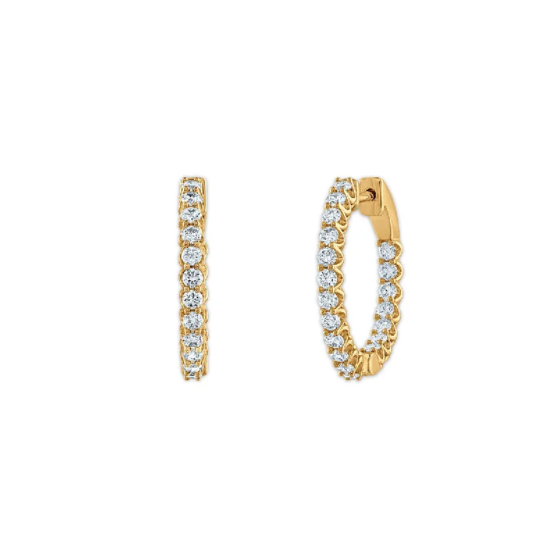 women designer hoop earrings -Signature EcoLove 1 CTW Lab Grown Diamond Hoop Earrings in 14KT Yellow Gold