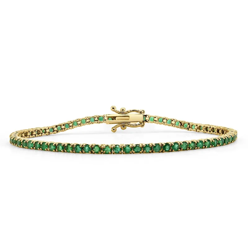 women charm bracelets -Joelle Gemstone Bracelet Tennis 14K Gold Choice of Emerald & Sapphire