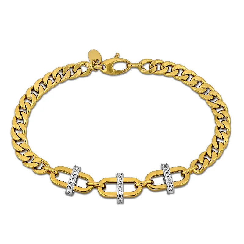 women tennis bracelets -Miadora 2/5ct TGW Cubic Zirconia Curb Link Bracelet 14k Two-Tone Gold-7.5 in