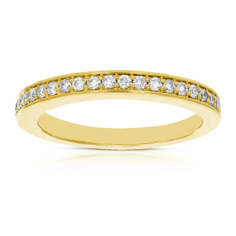 women double halo engagement rings -1/5 cttw Diamond Wedding Band in 10K Yellow Gold