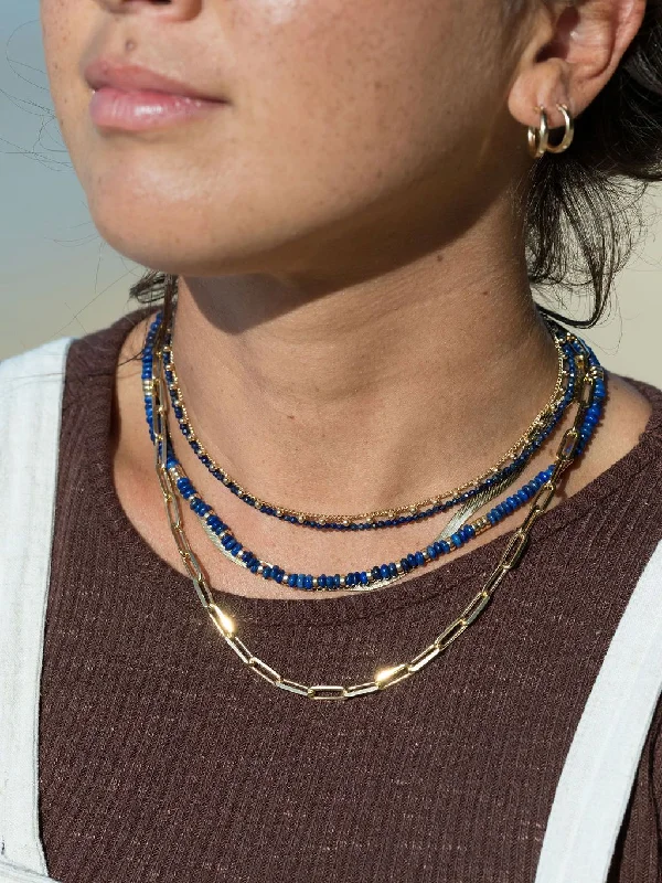 women classic necklaces -Tiny Lapis Lazuli Choker Necklace - Kalilinoe