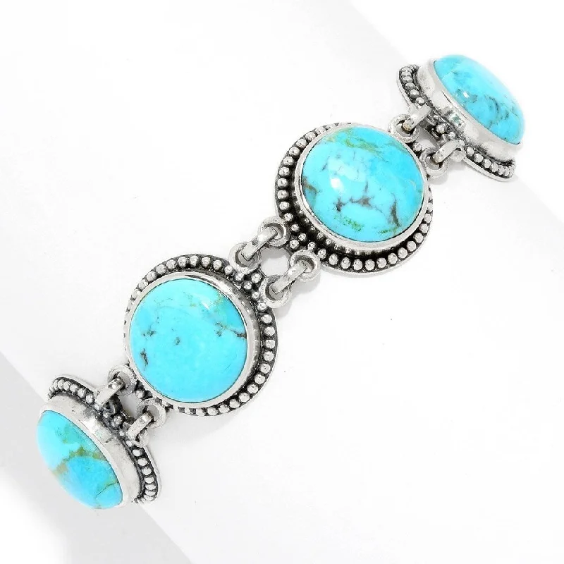 women tennis bangles -Sterling Silver 14mm Kingman Mohave Turquoise Toggle Bracelet