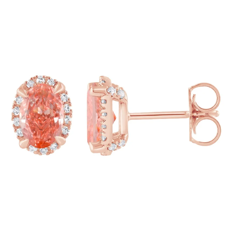 women luxury diamond earrings -Signature EcoLove 2-1/4 CTW Fancy Pink Lab Grown Diamond Earrings in 14KT Rose Gold