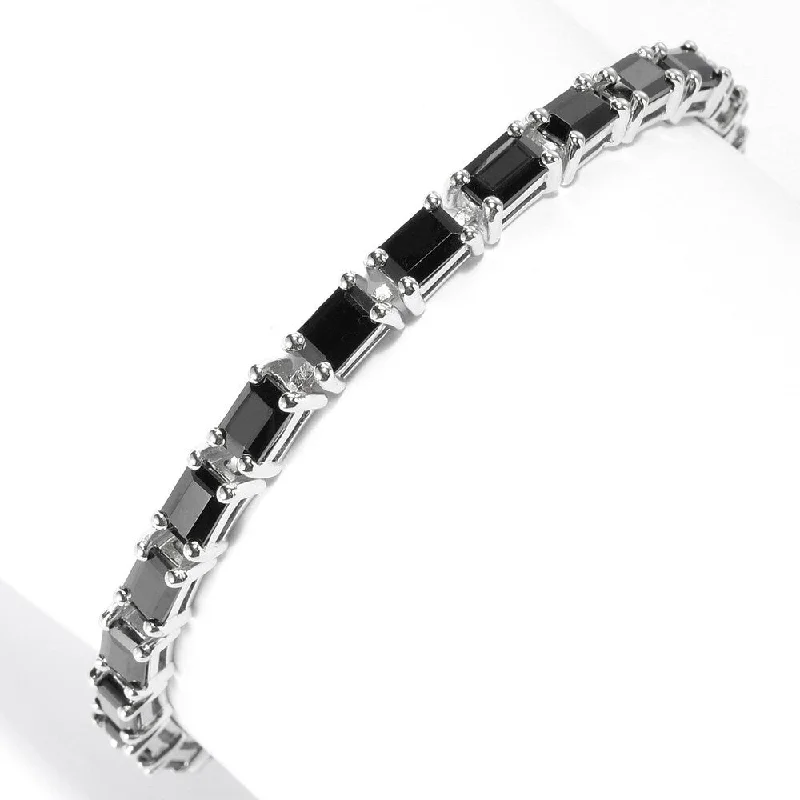 women classic bangles -Sterling Silver Baguette Spinel Line Bracelet