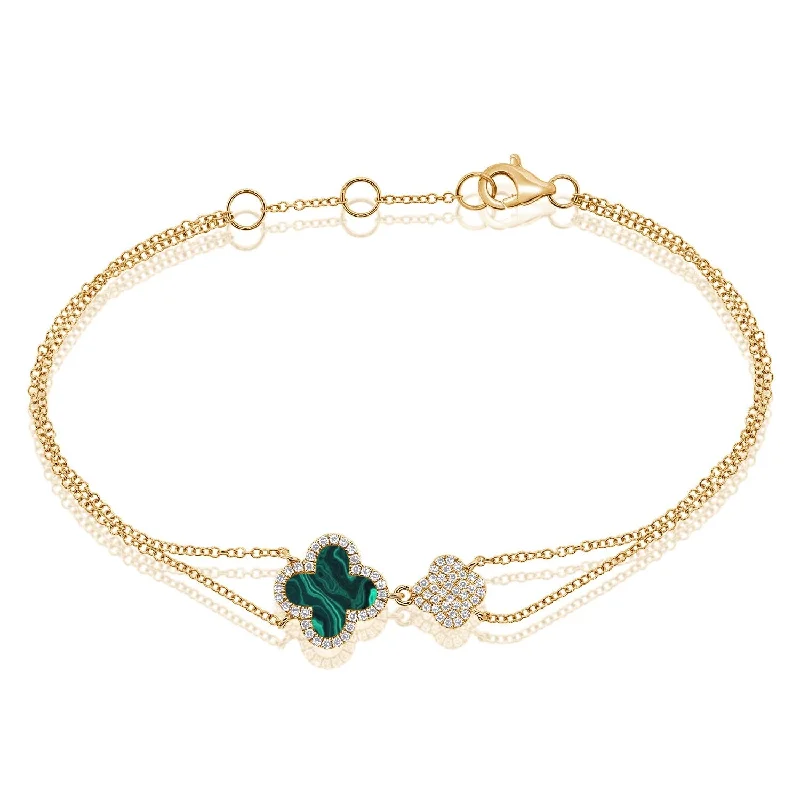 women elegant bangles -Joelle Flower Bracelet Malachite & Diamond 14K Yellow Gold