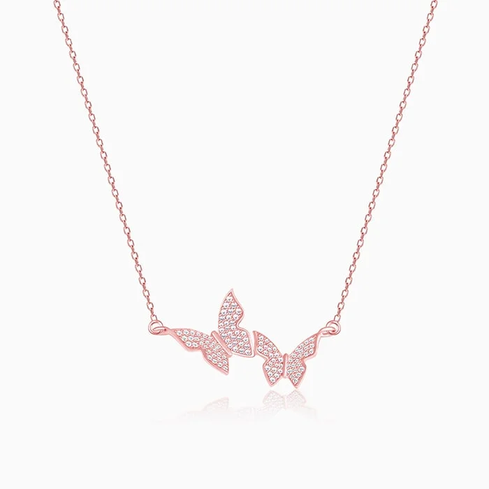 women eco-conscious necklaces -Rose Gold Wavering Wings Necklace