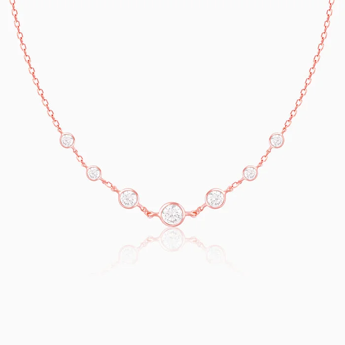 women custom necklaces -Rose Gold Stoned Necklace