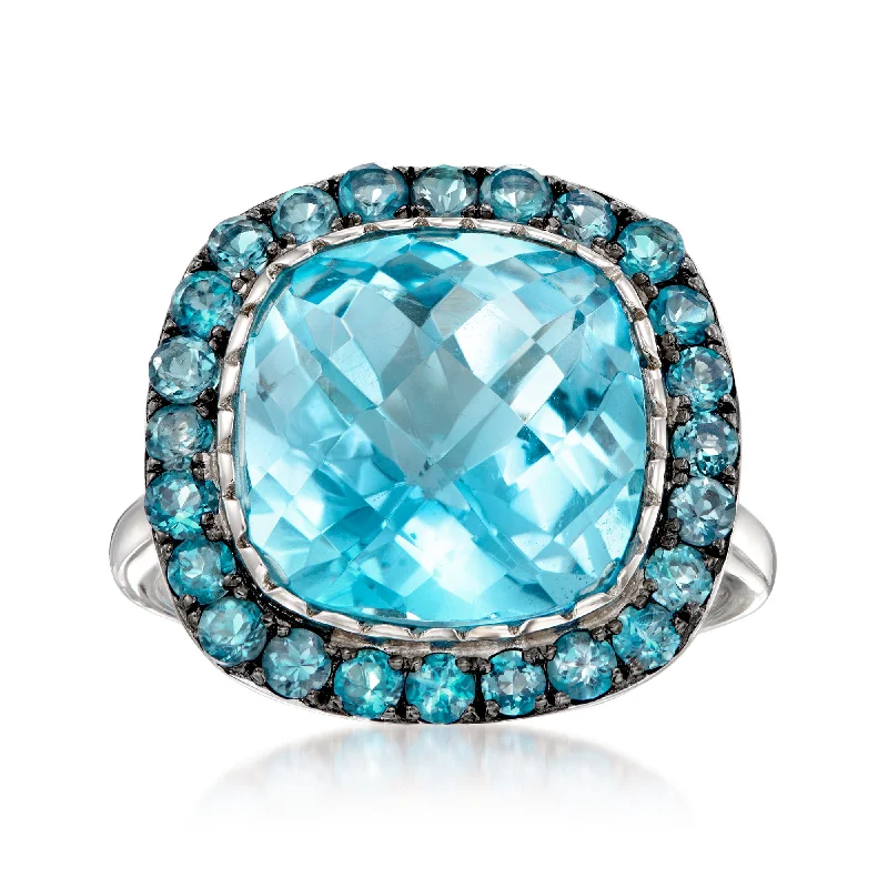 women mixed metal engagement rings -Ross-Simons Sky and London Blue Topaz Ring in Sterling Silver