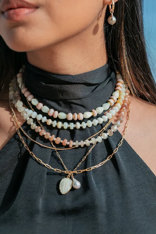 women high-quality necklaces -Pink Opal and Pikake Necklace - Aonani