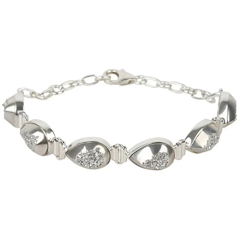 women bracelets -925 Sterling Silver Silver Drusy Chain & Links Bracelet