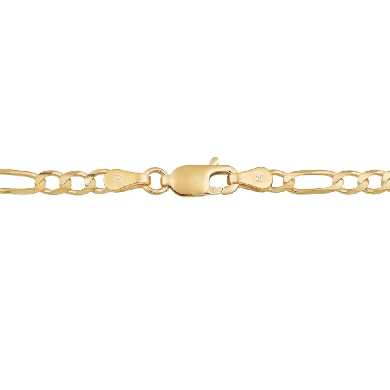 women tennis bangles -Fremada 14k Yellow Gold 3.3-mm High Polish Solid Figaro Link Bracelet (7.5 or 8.5 inches)