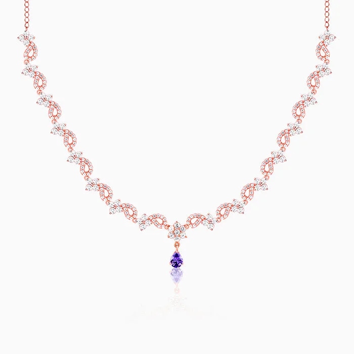 women bridal necklaces -Rose Gold Bridal Celebration Necklace