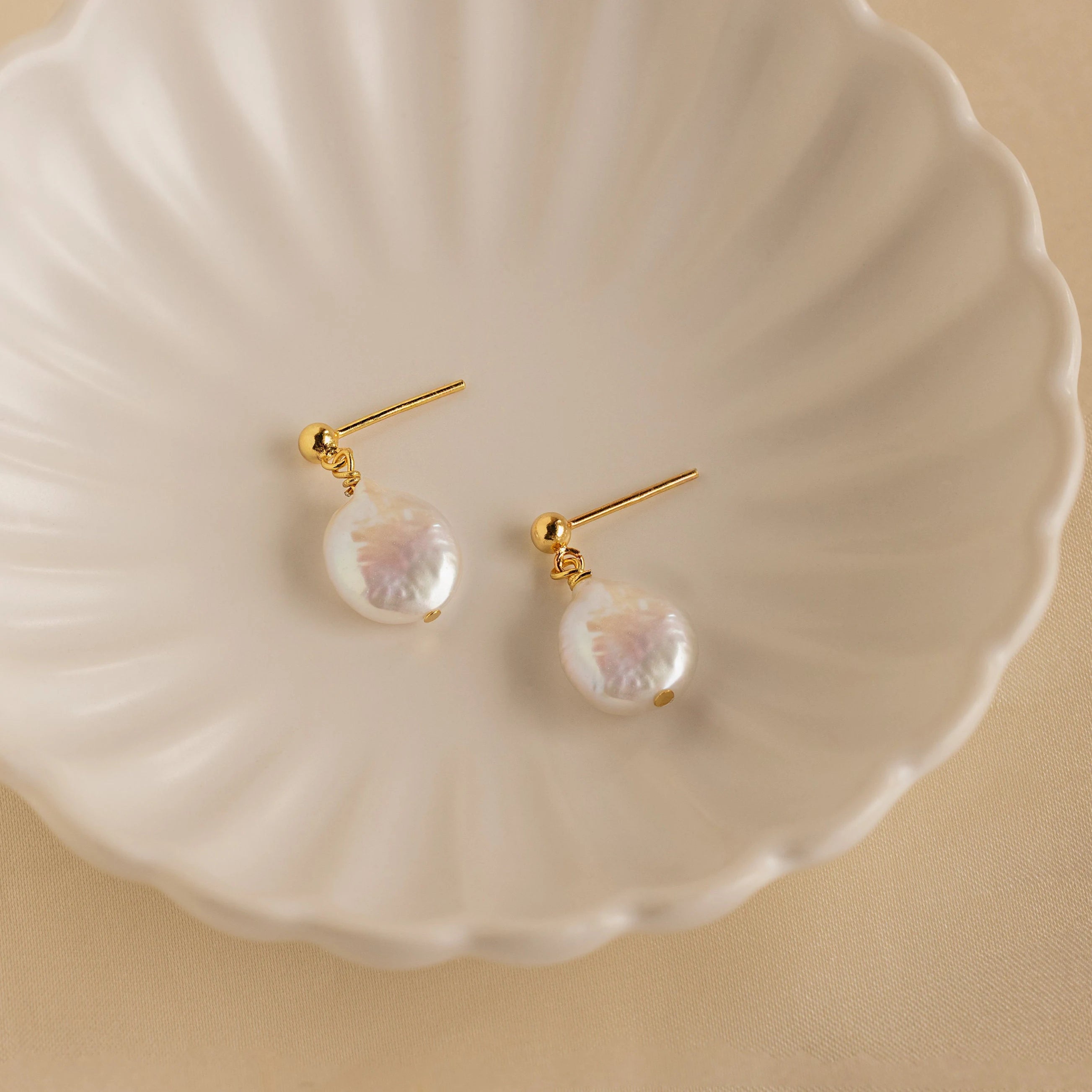 women stud earrings for women -Round Pearl Drop Earrings