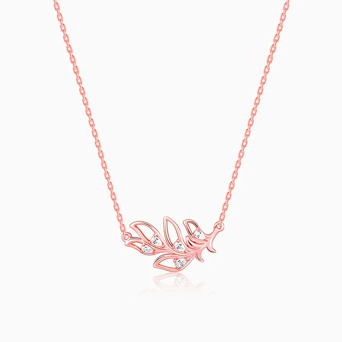 women layered necklaces -Rose Gold Saumya Mor Pankh Necklace