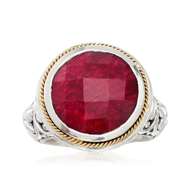 women elegant engagement rings -Ross-Simons Balinese Ruby Ring in 18kt Yellow Gold and Sterling Silver