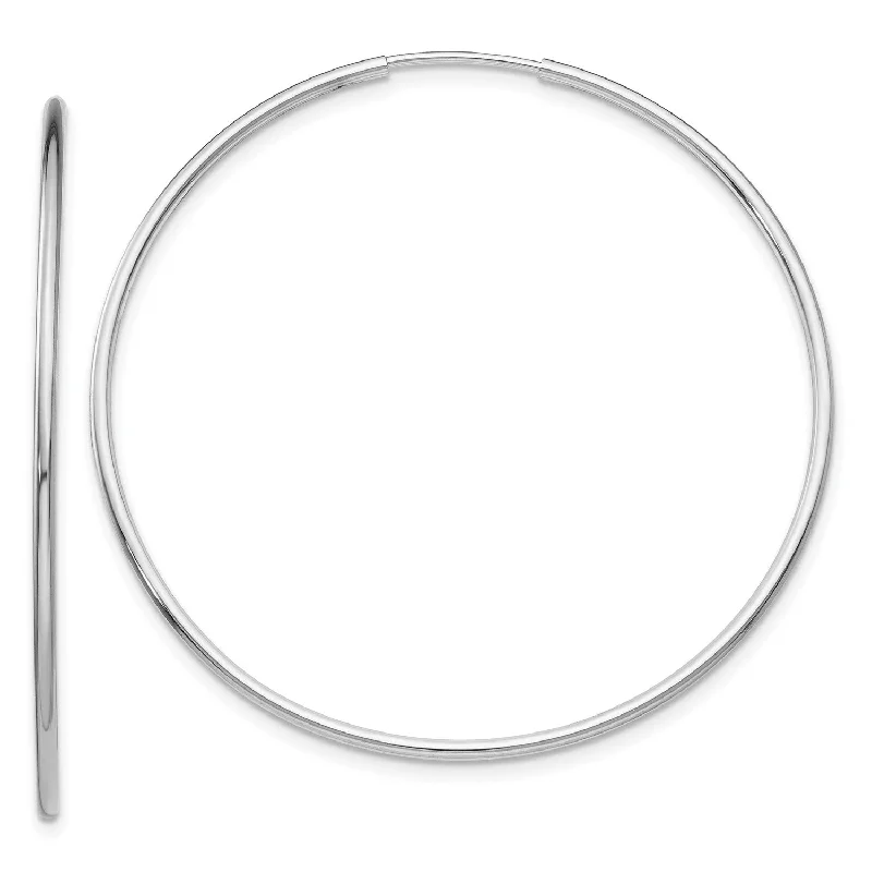 women minimalistic gold earrings -10KT White Gold 47X1.2MM Endless Hoop Earrings