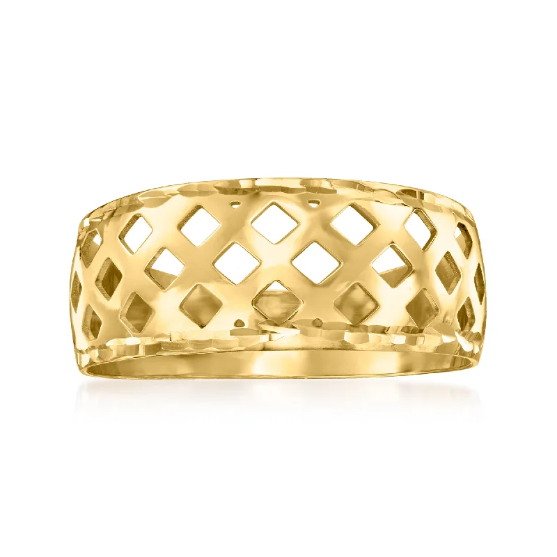 women cushion-cut engagement rings -Ross-Simons Italian 18kt Yellow Gold Geometric Cutout Ring