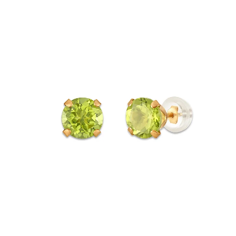 women designer earrings -Peridot Birthstone Stud Earrings in 10KT Gold