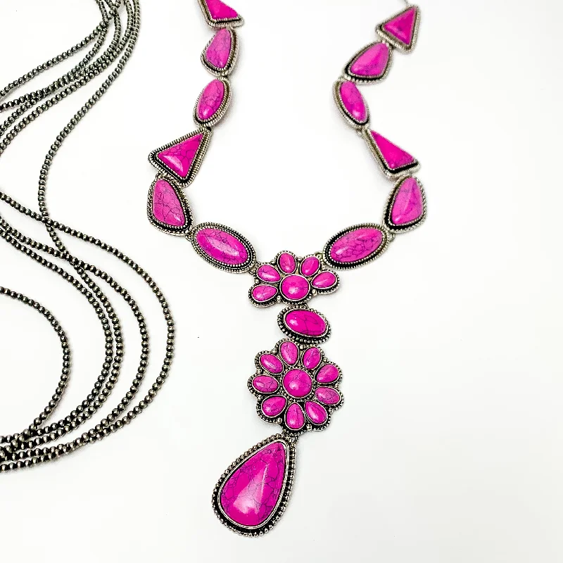 women sparkling necklaces -One Call Away Lariat Necklace with Fuchsia Pink Stones