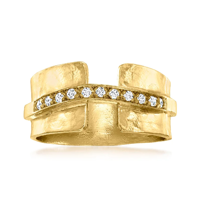 women diamond eternity bands -Ross-Simons Diamond Hammered Ring in 18kt Gold Over Sterling