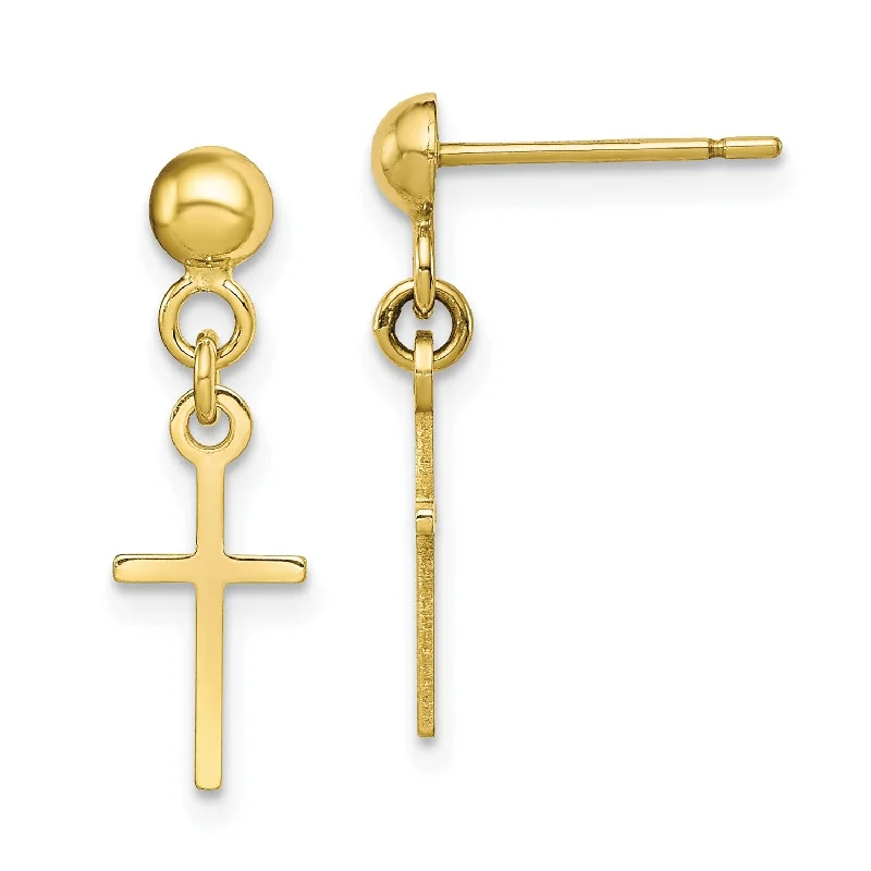 women chandelier earrings -10KT Yellow Gold 20X6MM Drop & Dangle Cross Earrings