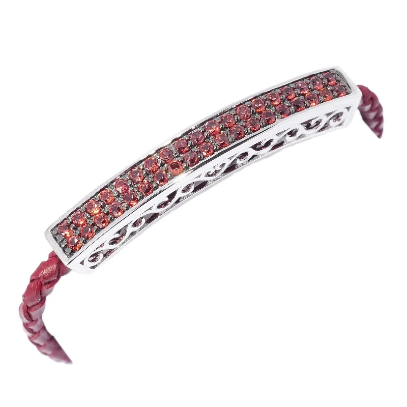 women bangles sets -925 Sterling Silver Red Garnet Bracelet