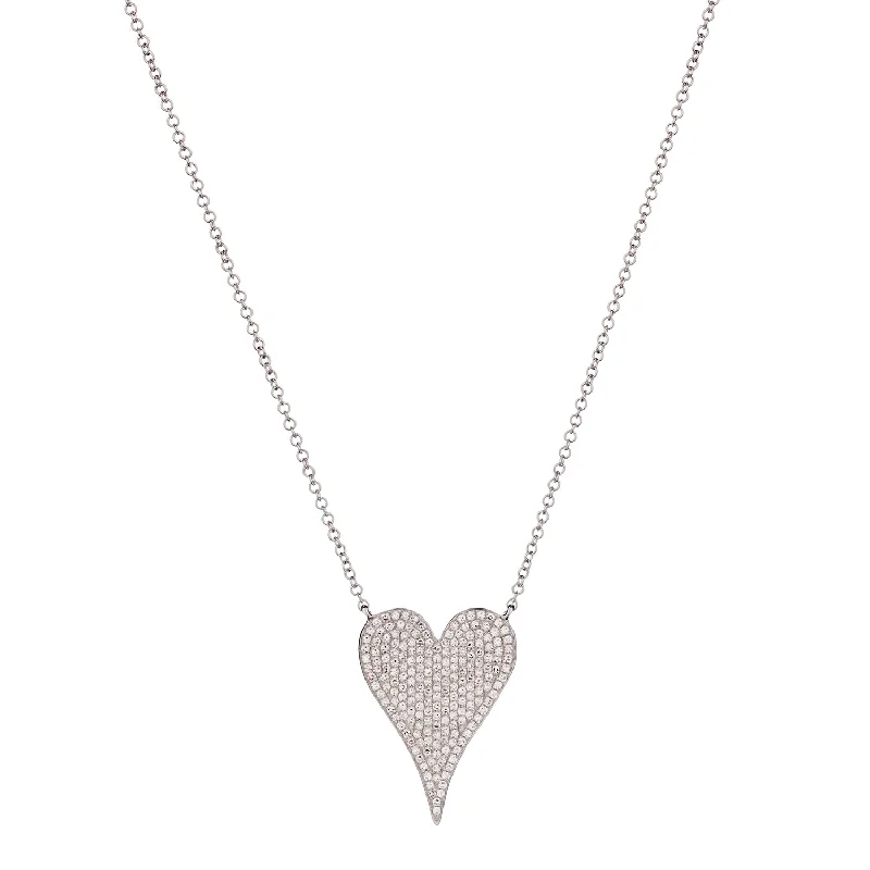 women luxury necklaces -PAVÉ DIAMOND HEART NECKLACE