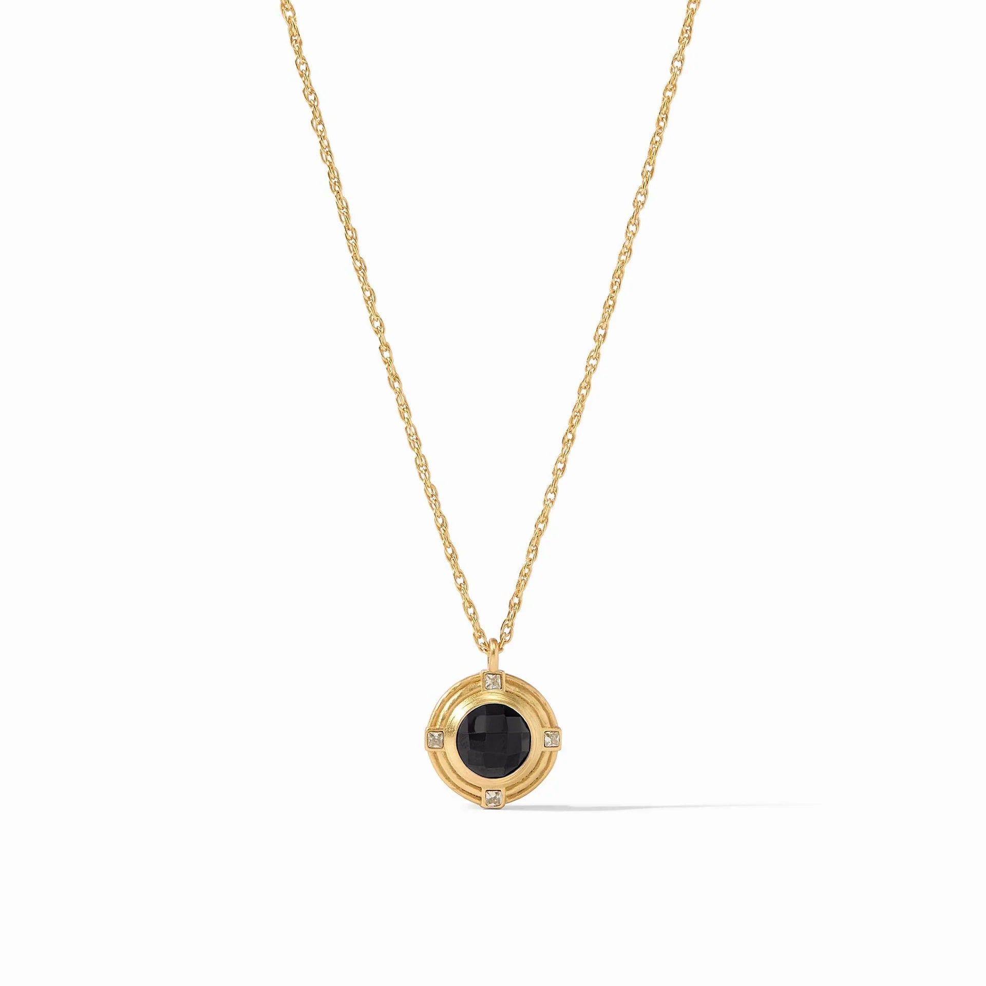 women dainty gold necklaces -Julie Vos | Astor Solitaire Necklace with Obsidian Black in Gold