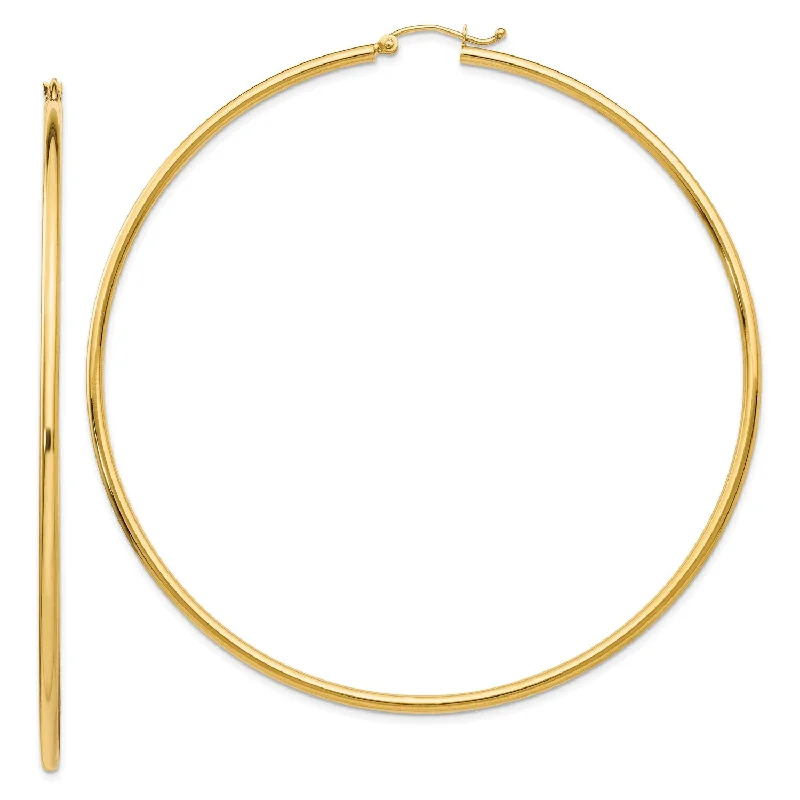 women eco-friendly earrings -14KT Yellow Gold 75X2MM Hoop Earrings