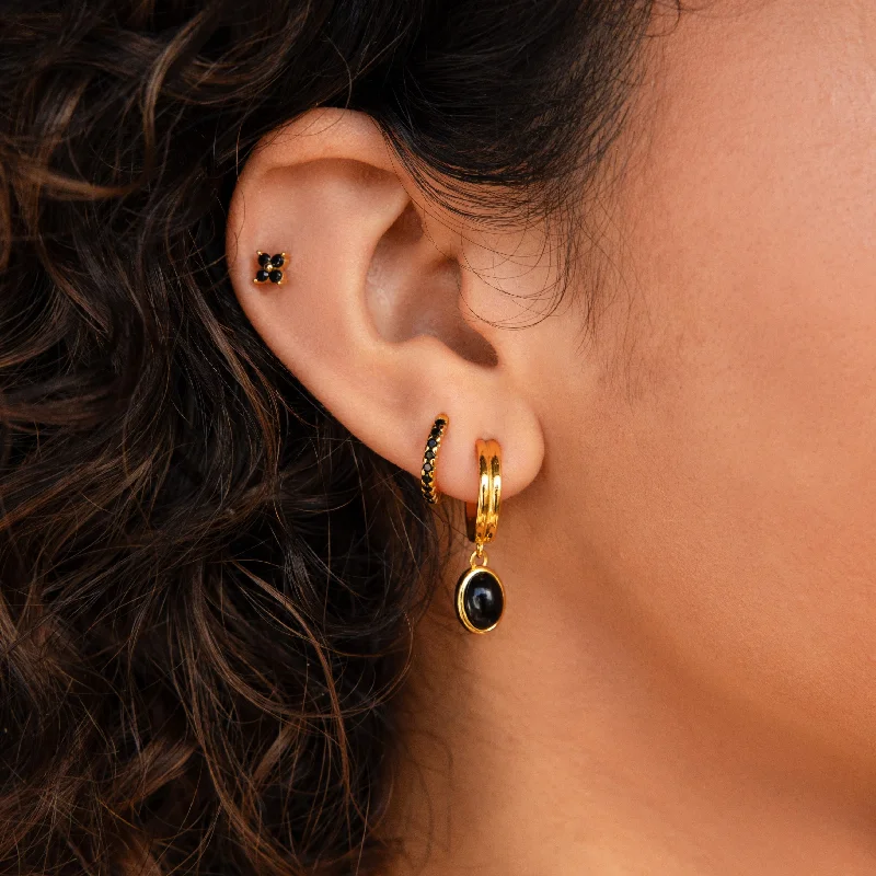 women romantic earrings -Onyx Diamond Earrings Set