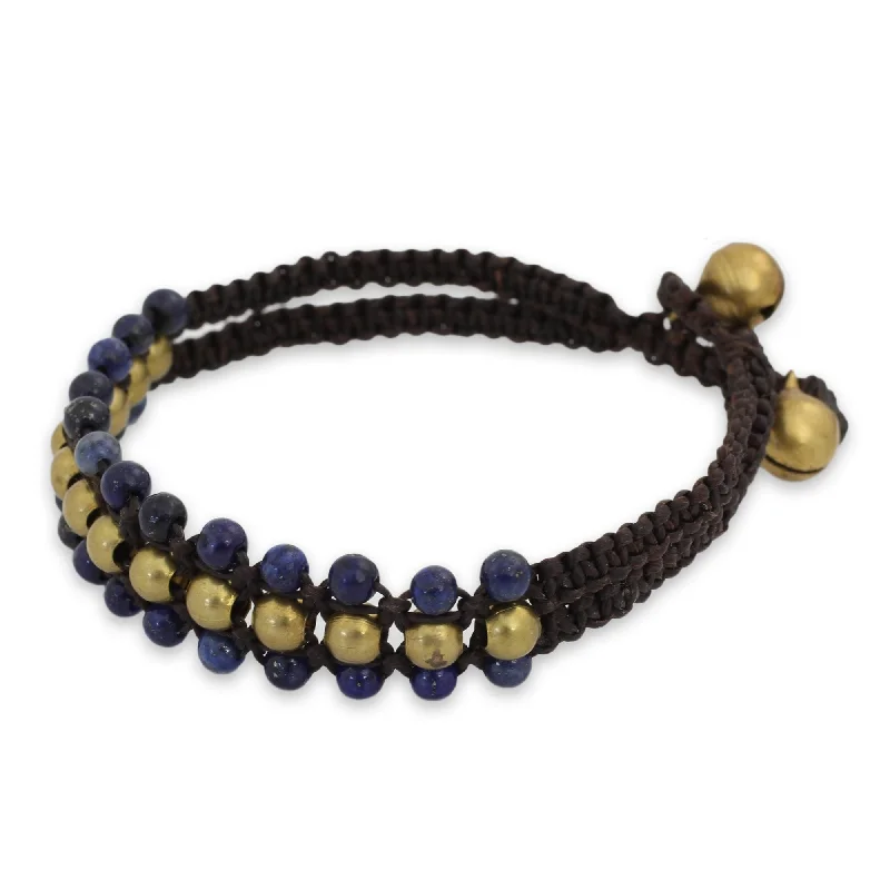 women cuff bangles -Brass 'Blue Joy' Lapis Lazuli Bracelet