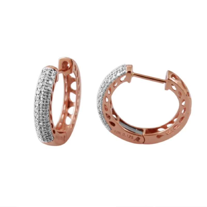 women clip-on earrings -1/4 CTW Diamond Hoop Earrings in 10KT Rose Gold