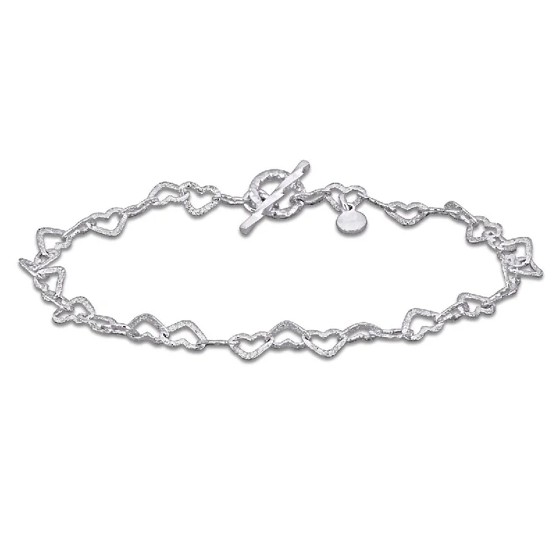 women statement bangles -Miadora 4.5mm Heart Link Bracelet Sterling Silver-7.25 in