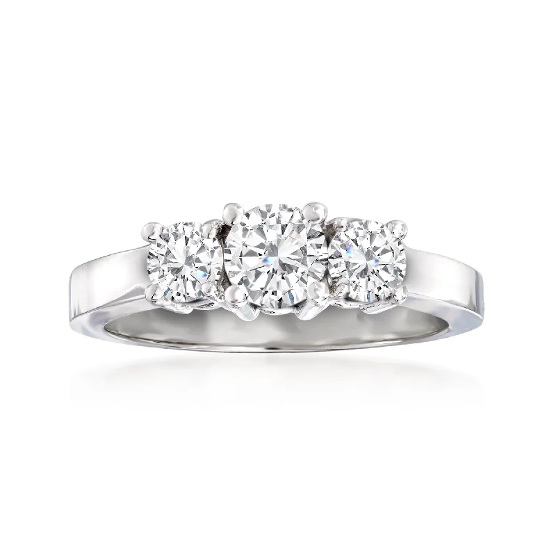 women classic princess-cut engagement rings -Ross-Simons Diamond 3-Stone Ring in 14kt White Gold