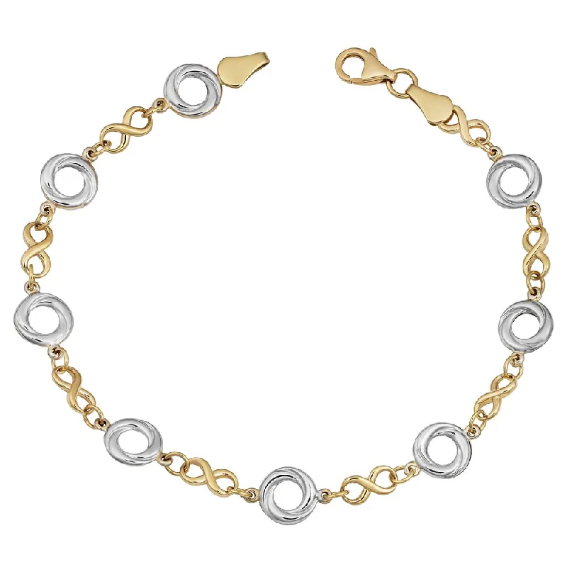 women high-quality bracelets -Fremada 14k Two-tone Gold Alternate Love Knot and Infinity Link Bracelet