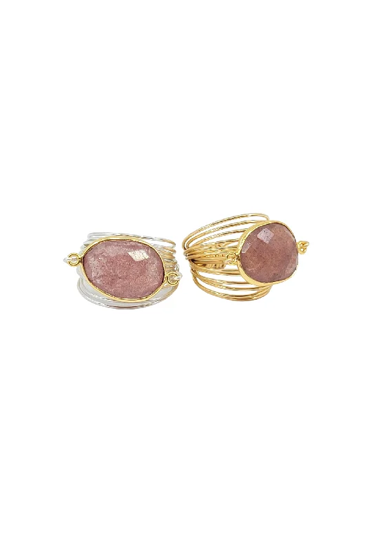 women halo engagement rings -Torrey Ring in Cherry Quartz