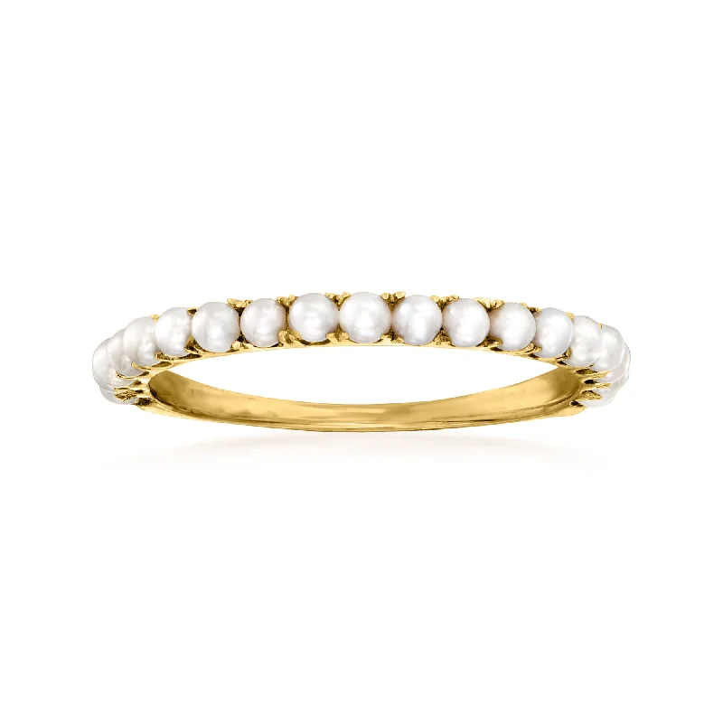 women timeless engagement rings -Ross-Simons 1.5-2mm Cultured Pearl Ring in 14kt Yellow Gold