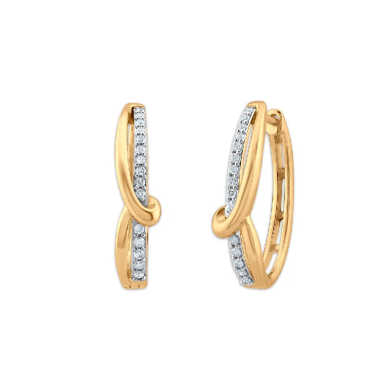 women drop earrings -1/4 CTW Diamond Hoop Earrings in 10KT Yellow Gold