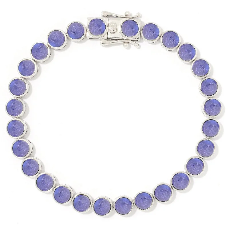 women charm bracelets -925 Sterling Silver Opaque Tanzanite Tennis Bracelet