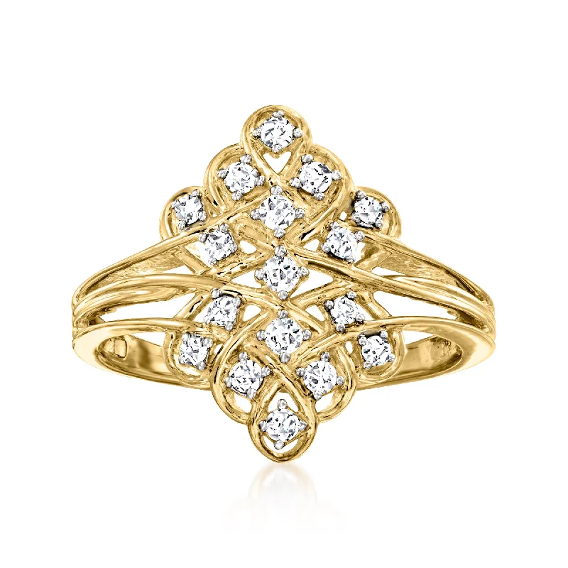 women elegant vintage engagement rings -Ross-Simons Diamond Ring in 18kt Gold Over Sterling