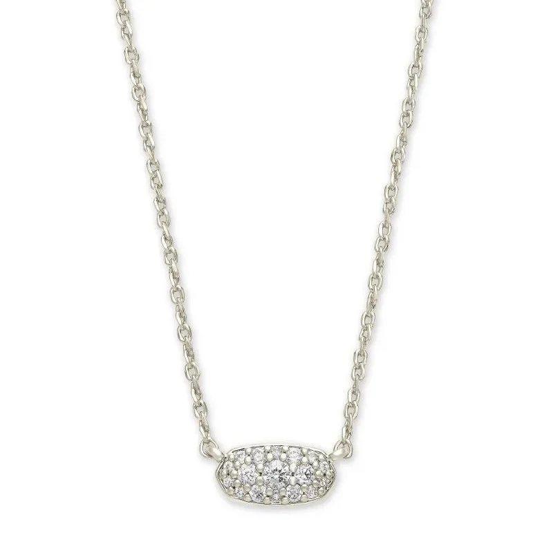 women pendant necklaces -Kendra Scott | Grayson Silver Pendant Necklace in White Crystal