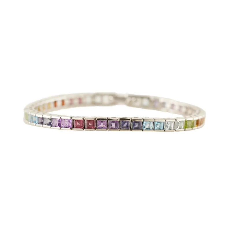 women bridal jewelry bracelets -925 Sterling Silver Multi Stone Bracelet