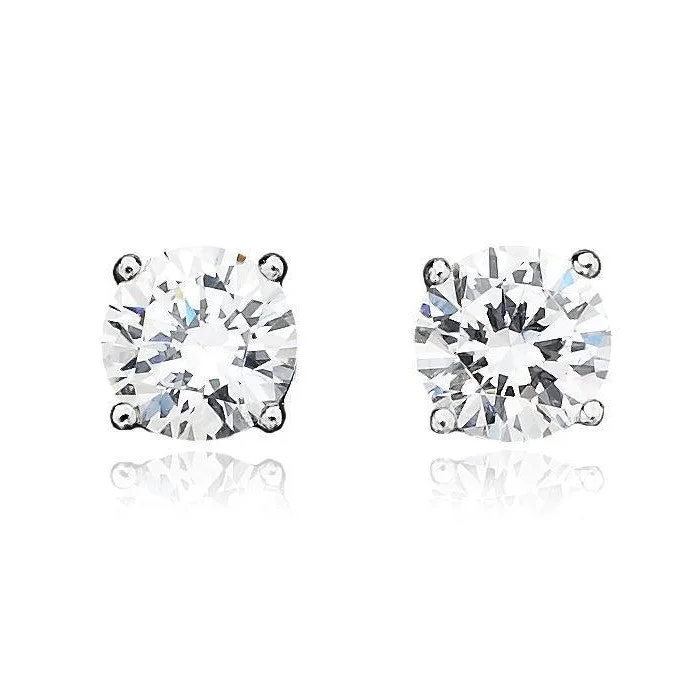 women hoop earrings -Crislu Platinum Plated Sterling Silver and Cubic Zirconia Stud Earrings