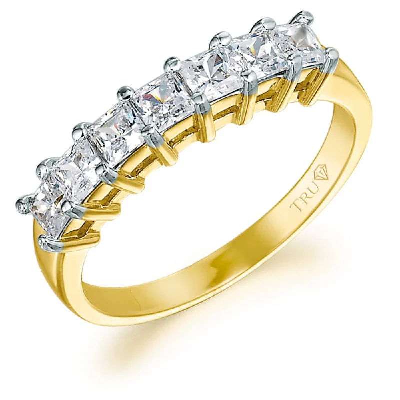 women eternity wedding bands -Princess  Garland Ring