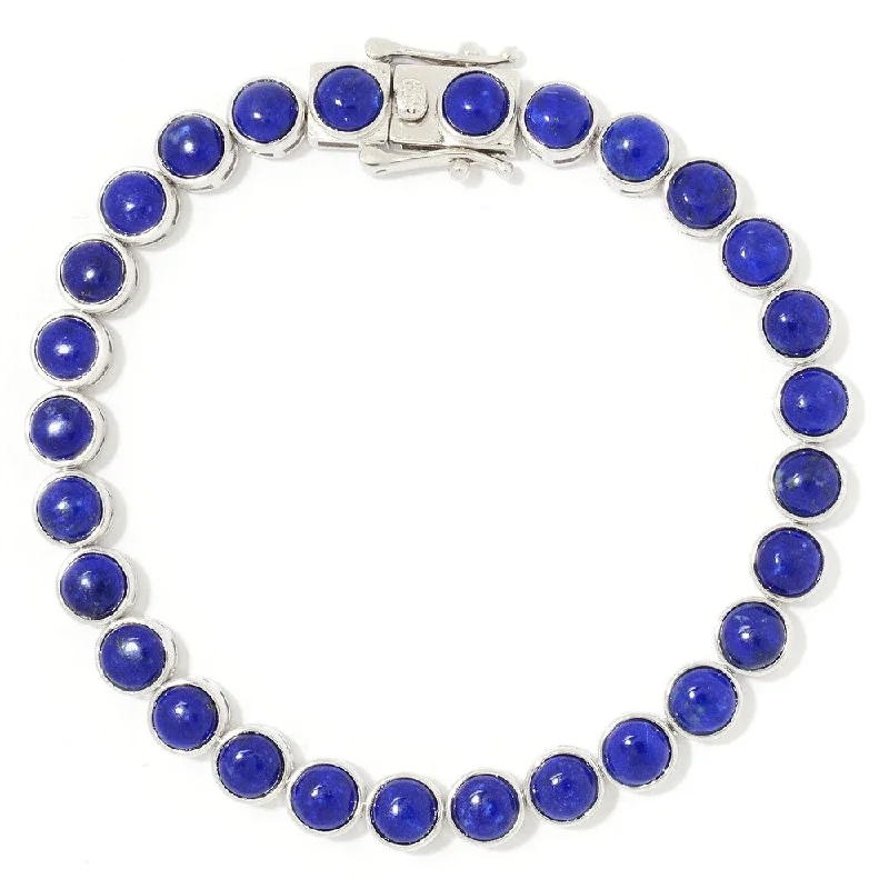 women infinity bangles -Sterling Silver 7.25" Round Lapis Line Bracelet