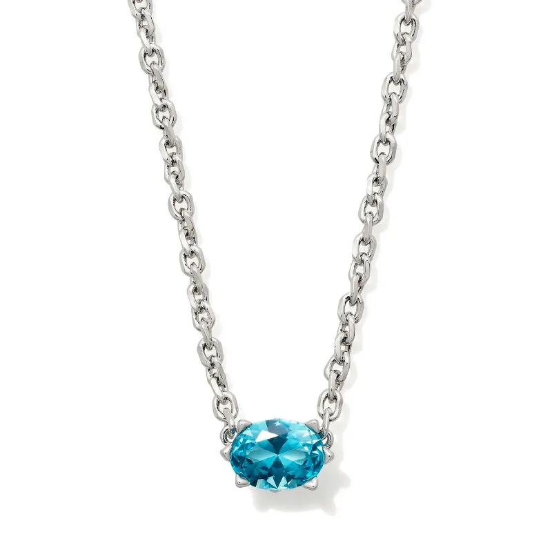 women delicate necklaces -Kendra Scott | Cailin Silver Pendant Necklace in Aqua Crystal