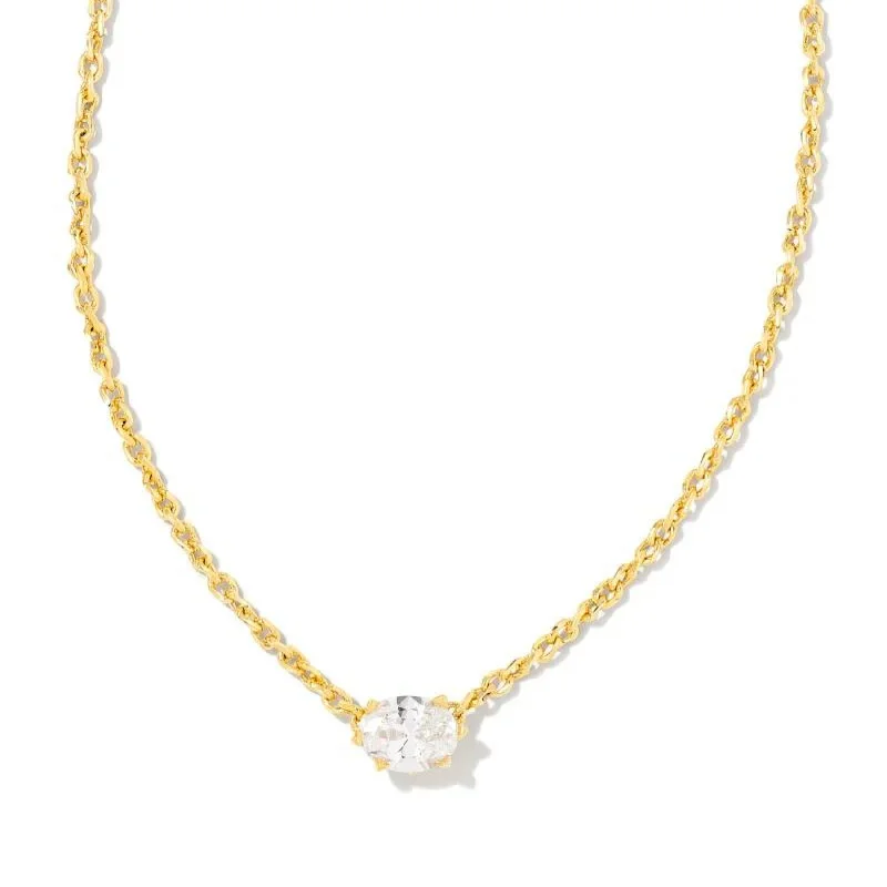 women affordable necklaces -Kendra Scott | Cailin Gold Pendant Necklace in White Crystal