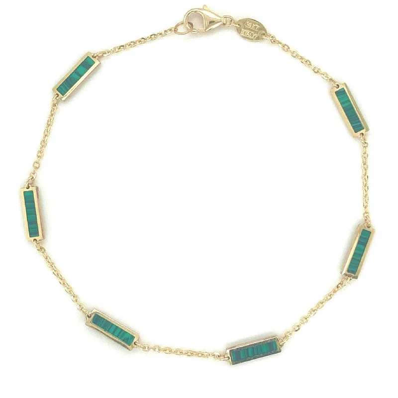 women luxury bracelets -Joelle Malachite Stackable Bar Bracelet - 14K Gold Malachite Bracelet