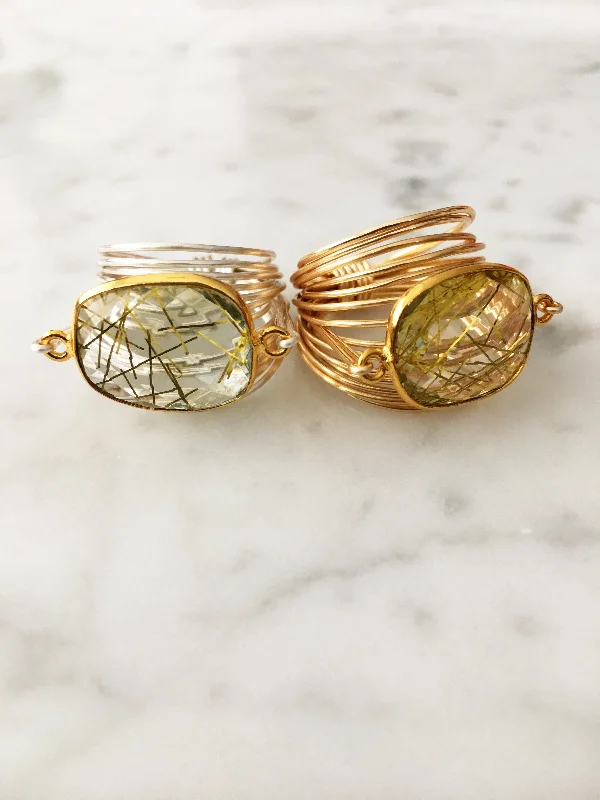 women gold engagement rings -Torrey Ring in Golden Rutilated Quartz - 14k Gold Fill / Sterling Silver