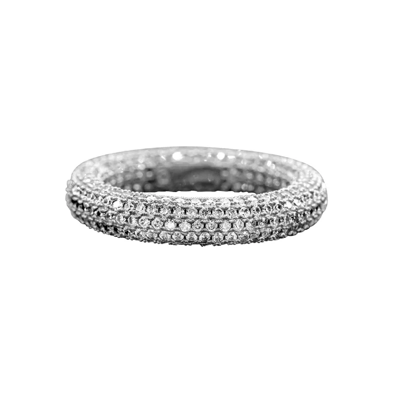 women forever engagement rings -Crystal Eternity Rounded Band Ring silver